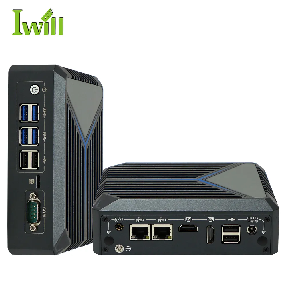 Ubuntu j6412 fanless 2 LAN mini pc embed comput WiFi 1 com para señalización digital al aire libre