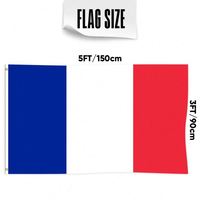 Drapeau de la France imprimé sur mesure 3x5 pieds, simple face, style fanion, pour l'éducation et les drapeaux nationaux et de présentation