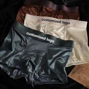 Nieuwe Stijl Design Licht Luxe Satijn Ijs Zijde Antibacteriële Kruis Nude Heren Ondergoed Boxershort - Product Image 1