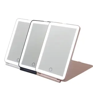 Fábrica Fornecedor Tabletop Ultra Slim Recarregável Make Up Portátil Light Up Folding Cosméticos Levou Maquiagem Espelho