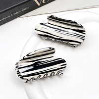 Pince à cheveux en acétate pour femmes Kinling Korean Advanced Sense Elegant Black White Stripe Zebra Pattern Half-Tie