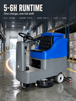 Autolaveuse industrielle autoportée WL-860, largeur de nettoyage 860 mm, capacité de nettoyage 6000 m²/h, double brosse, lavage, frottement et séchage des sols, batterie 24V 200Ah
