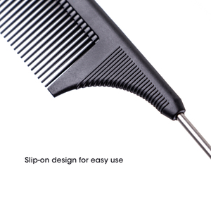Peine de peluquería profesional Leeons de marca privada, antiestático de carbono, con púas finas y dientes delgados, de plástico y acero inoxidable. - Product Image 4