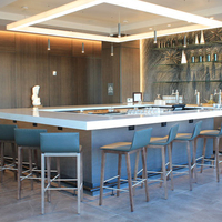 Comptoir de bar complet en pierre artificielle de haute qualité avec design carré personnalisé et chaise pour salon