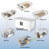 Casa Modular con Techo Inclinado, Drenaje Eficiente, Puerta Corredera de Vidrio, Iluminación Brillante, Edificio Prefabricado Desmontable para Uso en Múltiples Escenarios