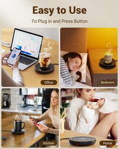 Plaque chauffante pour bougies HouseGem en ABS de grande taille et <span class=keywords><strong>chauffe</strong></span>-tasse électrique avec cordon, maintient le café/le thé au lait au chaud, accessoire de bureau, noir - Product Image 6