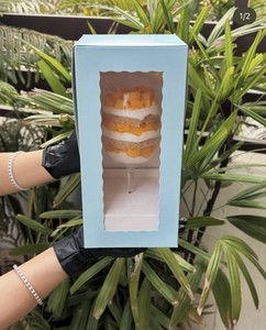 Boîte à gâteaux en papier écologique personnalisée de luxe avec logo pour <span class=keywords><strong>boulangerie</strong></span>, muffins, emballage de gâteaux, verres à vin, boîte à gâteaux avec fenêtre - Product Image 6