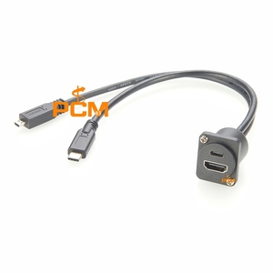 0.3m Interface Multimédia Haute Définition <span class=keywords><strong>Femelle</strong></span> 2.0 à <span class=keywords><strong>Micro</strong></span> HD Port Mâle Adaptateur Connecteur USB C 3.1 Montage sur Panneau Câble Vidéo - Product Image 6