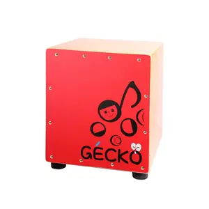Gecko cm65r Cajon hộp trống âm nhạc Lưu ý màu Đỏ chơi bề mặt Basswood Cube kích thước nhỏ Bộ gõ Cajon Trống hộp cho Junior