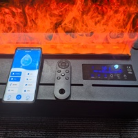Cheminée d'intérieur moderne autoportante à vapeur d'eau avec humidificateur à flamme LED 3D avec design en acier et bois pour hôtels