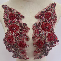 Applique de mariée en strass de verre, perles et paillettes dorées, à coudre, motifs en pierres, patchs thermocollants, dentelle à paillettes, extensible, 3D, à fixer à chaud