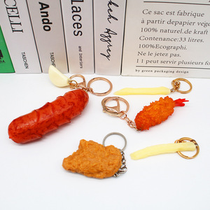 Groothandel Goedkope Voedsel Vorm Pvc Sleutelhanger Gebakken Kip Chips Hotdog Kreeft Worst Sleutelhanger Grappig Pend Op Voorraad - Product Image 4