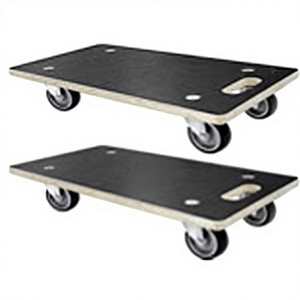 Four-Wheel Plywood Platform Cart Black <b>Portable</b> Transport <b>Trolley</b> With Silent Wheels - Product Image 1