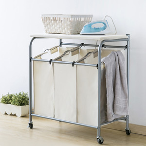 Carrito de Lavandería con Tabla de Planchar de 3 Secciones, Resistente, con Ruedas Bloqueables, 3 Bolsas Extraíbles, Cesta Rodante para Almacenamiento y Clasificación de Ropa - Product Image 5