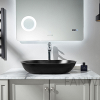 Lavabo de salle de bain Villa sanitaire américaine Montage sur comptoir Lavage à main en verre noir Navire pour salle de bain Art Basin Mop Sink