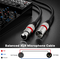 Usine OEM faible bruit interférence Flexible 3Pin XLR Microphone câble mâle à femelle micro noir Audio micro câble HIFI XLR câbles