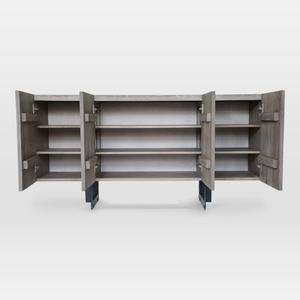 Buffet moderne français à 4 portes en bois massif avec base en fer forgé, idéal pour salon, cuisine, hôtel - Product Image 3