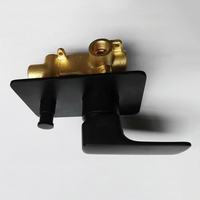 Robinet thermostatique mural carré encastré à poignée unique 2 voies en laiton avec mélangeur de douche en céramique noir mat