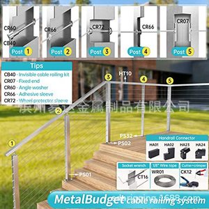 ชุดตัวปรับความตึงสายเคเบิลสแตนเลส Ed ขนาด 1/8 นิ้ว สำหรับเสาโลหะ Muzata ใช้ภายนอกอาคาร - Product Image 2