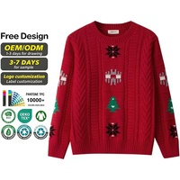 Fabricant de pulls sur mesure pour femmes, cardigan à capuche zippé en tricot torsadé 100% coton, haut en tricot rouge