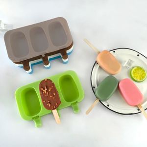 Moule à glaçons ovales en silicone de qualité alimentaire avec bâtonnets en bois, outils de fabrication, congélation rapide, facile à démouler - Product Image 5