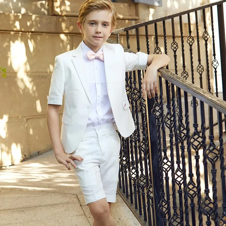 Child Prom Suits Kids Formal Wear Summer Boy Suits For WeddingとShort Pant One Button 2 Pieces Boys Celebrity Blazer