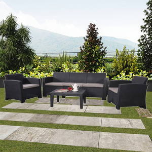 Ensemble de jardin en rotin moderne de 5 pièces Collection de meubles en bois d'extérieur durables Fauteuil confortable pour hôtels Résistant aux intempéries - Product Image 3