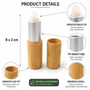 Baume à lèvres en bambou avec logo personnalisé, label privé bio, soin des lèvres durable avec boîte cadeau en kraft, OEM - Product Image 2