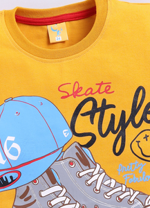 T-shirt en coton imprimé style skate pour enfants, manches courtes décontractées pour garçons, tenue d'été douce, respirante et confortable pour le quotidien - Product Image 4