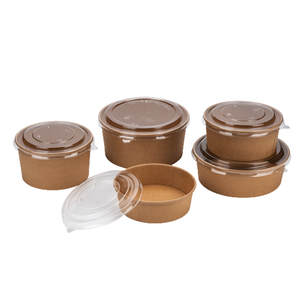 Saladier emballé imprimé personnalisé 500/750/1000/1500ml bol rond en papier kraft jetable emballage alimentaire - Product Image 6