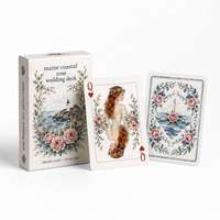 Cartes à jouer personnalisées en aquarelle sur le thème de la côte du Maine, portrait de mariage, jeu de poker, cadeau souvenir