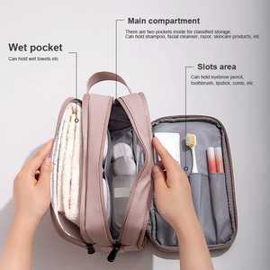 Nueva bolsa de lavado con excelente separación entre seco y húmedo, bolsa de almacenamiento de cosméticos de gran capacidad, bolsa de maquillaje de gran capacidad con sensación de alta gama. - Product Image 5