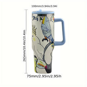 Vente en gros de gobelets isothermes sous vide de 40 oz, gobelets isothermes en acier inoxydable à dessin animé, gobelets de voyage d'extérieur avec poignée et sangle - Product Image 4