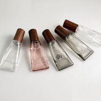 Botol Parfum Kaca 10ml Bentuk Tabung Lunak, Pilihan Roll-on / Semprotan Kabut, Dengan Tutup Motif Kayu, Botol Kosong Isi Ulang Portabel untuk Perjalanan