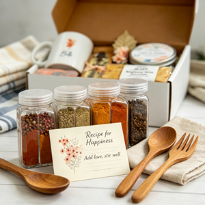 Cofanetto Regalo per Cuochi <span class=keywords><strong>a</strong></span> Casa per Nuova Casa, Inaugurazione Casa, Matrimonio, Coppia, Figlia, <span class=keywords><strong>Mamma</strong></span> con Tagliere Personalizzato, Tazza <span class=keywords><strong>e</strong></span> Barattoli Spezie - Product Image 6