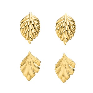 Boucles d'oreilles clous EH300 unisexe, design européen et américain, plaqué or 18 carats, bijoux haut de gamme en acier inoxydable froissé en forme de feuille - Product Image 5
