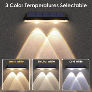 RGB Warm LED Solar Garden Fence Wall <b>Light</b> IP65 <b>Waterproof</b> Outdoor Wall Mounted Solar Deck Fence <b>Light</b> for Backyard Patio Pool - Product Image 3