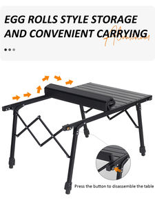 Mesa Plegable Portátil de Aluminio para Picnic, Altura Ajustable, Ultraligera, Enrollable, para Camping - Product Image 2