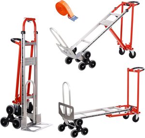 Carretilla de Mano Industrial Resistente Convertible <span class=keywords><strong>3</strong></span> en <span class=keywords><strong>1</strong></span>, Carretilla de Aluminio para Subir Escaleras con Ruedas de Goma - Product Image 2