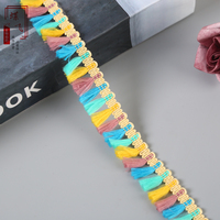 Pita kecil gaya etnik rumbai poliester empat warna 2cm untuk Aksesori kain jala aksesori renda Sofa gorden pakaian pola hewan