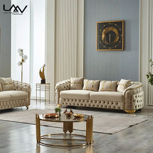 أريكة عصرية فاخرة من الذهب الوردي ، أريكة تشيسترفيلد من القماش المخملي ، مجموعة أثاث غرفة المعيشة والأريكة - Product Image 1