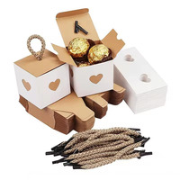 Mini boîtes cadeaux en forme de cœur blanches et brunes, petites boîtes en papier kraft pour chocolats, avec poignées en ficelle, pour pâtisserie, mariage