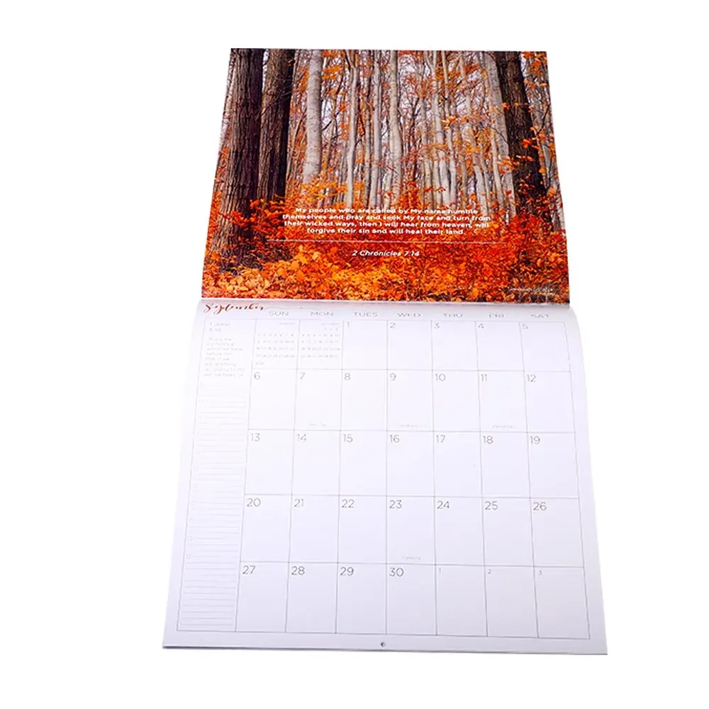 Promozione personalizzata foto con cornice da parete calendario a buon mercato punto a spirale rilegatura per ufficio stampa giornaliera e mensile regalo