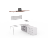 Bureau informatique moderne pour personnel, poste de travail modulaire personnalisé 6-8 places, mobilier de bureau en bois avec cloisons et armoire