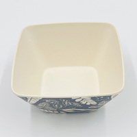 Bol de service de cuisine en mélamine de forme carrée avec motif de feuilles tropicales pour buffet