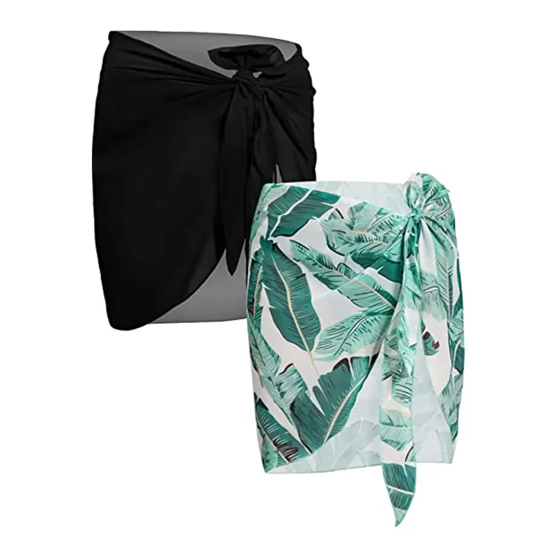 Hot Sales Women Beach Wrap Short Sarongs Bikini Cover Up Chiffon Swimsuit Wrap Skirts for Swimwear