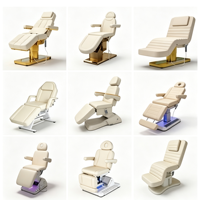 Fauteuil de soin esthétique en cuir PU avec base en métal doré, réglable en hauteur, inclinable et rotatif, lit de spa facial et cosmétique