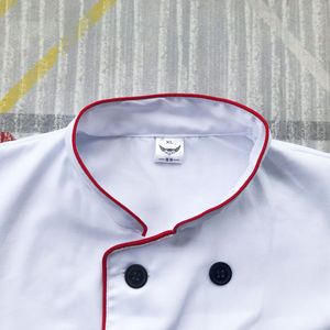 <b>Chef</b> Uniforms Short Sleeve White With Red Trim Cotton Workwear For Restaurants And Kitchens - Product Image 3