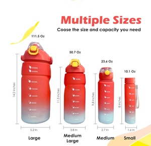 Ensemble de 4 bouteilles d'eau motivantes pour l'été, sans BPA, pour le sport, la remise en forme, la salle de sport et les activités de plein air - Product Image 6