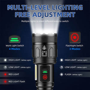 GOLDMORE1 10000 lumens 7 mode lampe de poche tactique étanche led <span class=keywords><strong>flash</strong></span> Xhp160 USB rechargeable lampe de poche de camping en plein air - Product Image 4